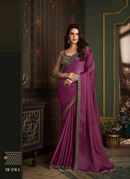 Wine Colour Sandalwood 12th Edition Hits By TFH Fancy Fabric Designer Party Wear Wholesale Online SW 1216 A