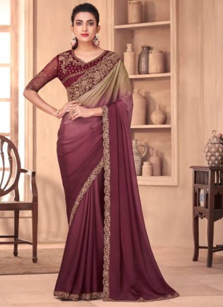 Wine Colour Sandalwood By TFH Party Wear Sarees Catalog 1103