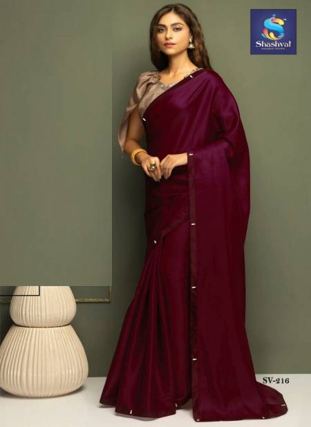 Wine Colour Sanvi 2 By Shashvat Fancy Georgette Party Wear Saree Wholesale Clothing Suppliers In India SV-216