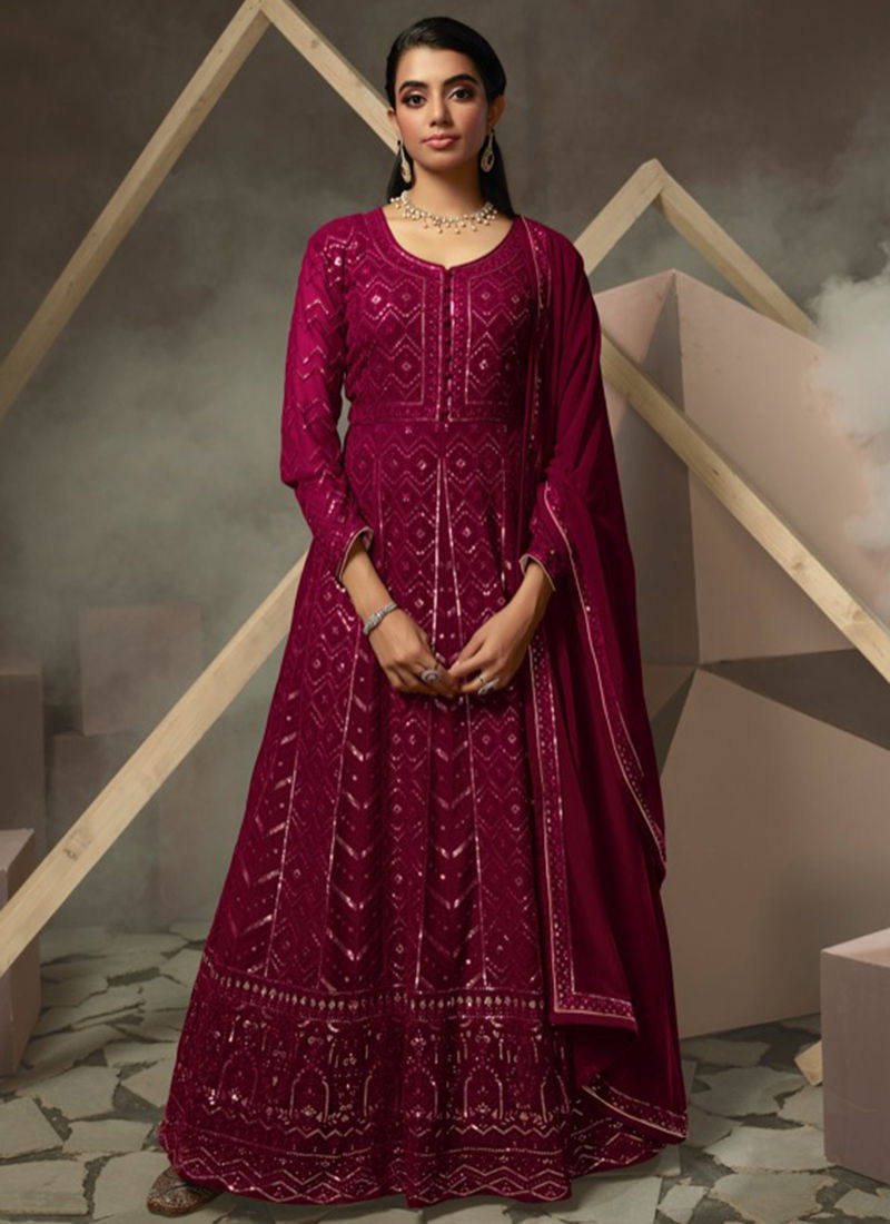 Wine Colour Shaheen Fiona Wedding Wear Wholesale Designer Gown Catalog 51391