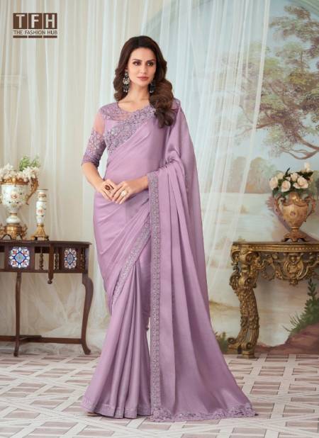 Wine Colour Silverscreen 17th Edition By Tfh Glass Silk Party wear Saree Catalog 27003