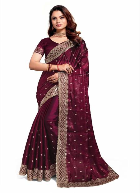 Wine Colour Stree By Nari Fashion Jimmy Choo Silk  Saree Suppliers In India 7825