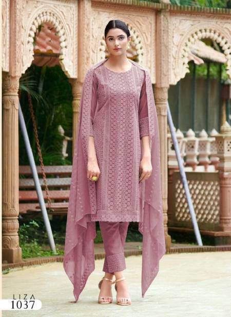 Wine Colour Summer Cool By Liza Georgette Kurti Bottom With Dupatta Catalog 1037