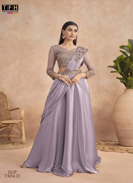Wine Colour Super Star Hit By Tfh Designer Party Wear Readymade Saree Catalog Sup 7304 D