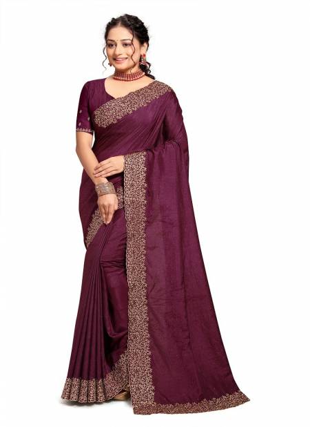 Wine Colour Sweety By Nari Fashion Desginer Art Silk Saree Exporters In India 7814