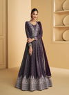 Wine Colour Tareef By Aashirwad Pure Georgette Wholesale Gown With Dupatta Suppliers In Mumbai 9972