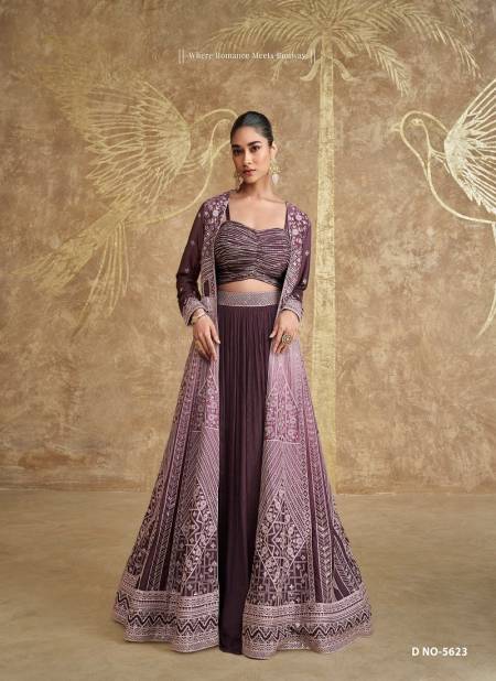 Tyohaar By Sayuri Designer Chinon Silk Indo Western Lehenga Suppliers In India