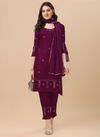 Wine Colour Velentino Latest Function Wear Rayon Designer Kurti Bottom With Dupatta Catalog WL117-Wine