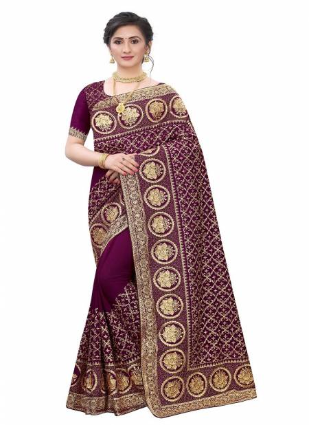 Wine Colour Wish By Utsav Nari Embroidery Wedding Sarees Surat Wholesalers In Delhi 2283