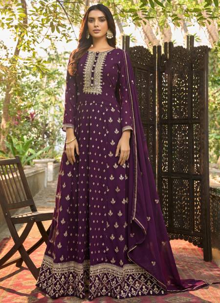 Wine Colour Zaina Fk Wedding Wear Wholesale Georgette Salwar Suits Catalog 1021
