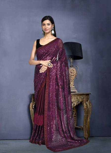 Wine Colour kaavyani Vol 4 By Mahotsav Designer Party Wear Saree Exporters In India N8220 D