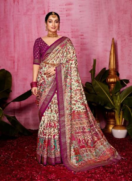 Wine Multi Colour Samarpan By Shubh Shree Velvet Tusser Silk Wholesale Online 1002