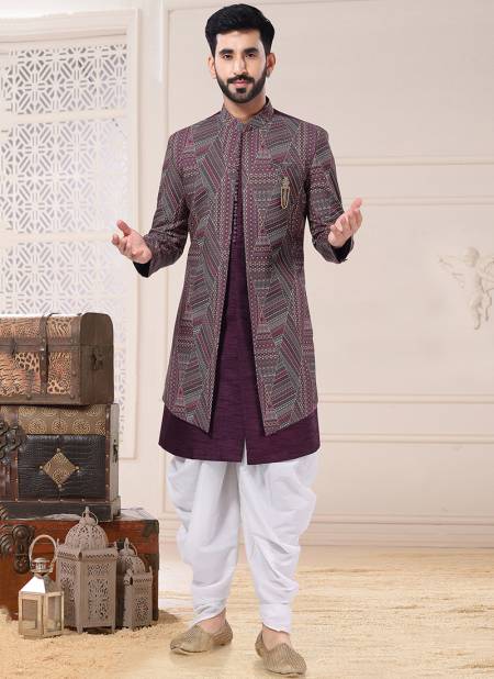 Wine Party Wear Mens Wholesale Indo Western Catalog 1831