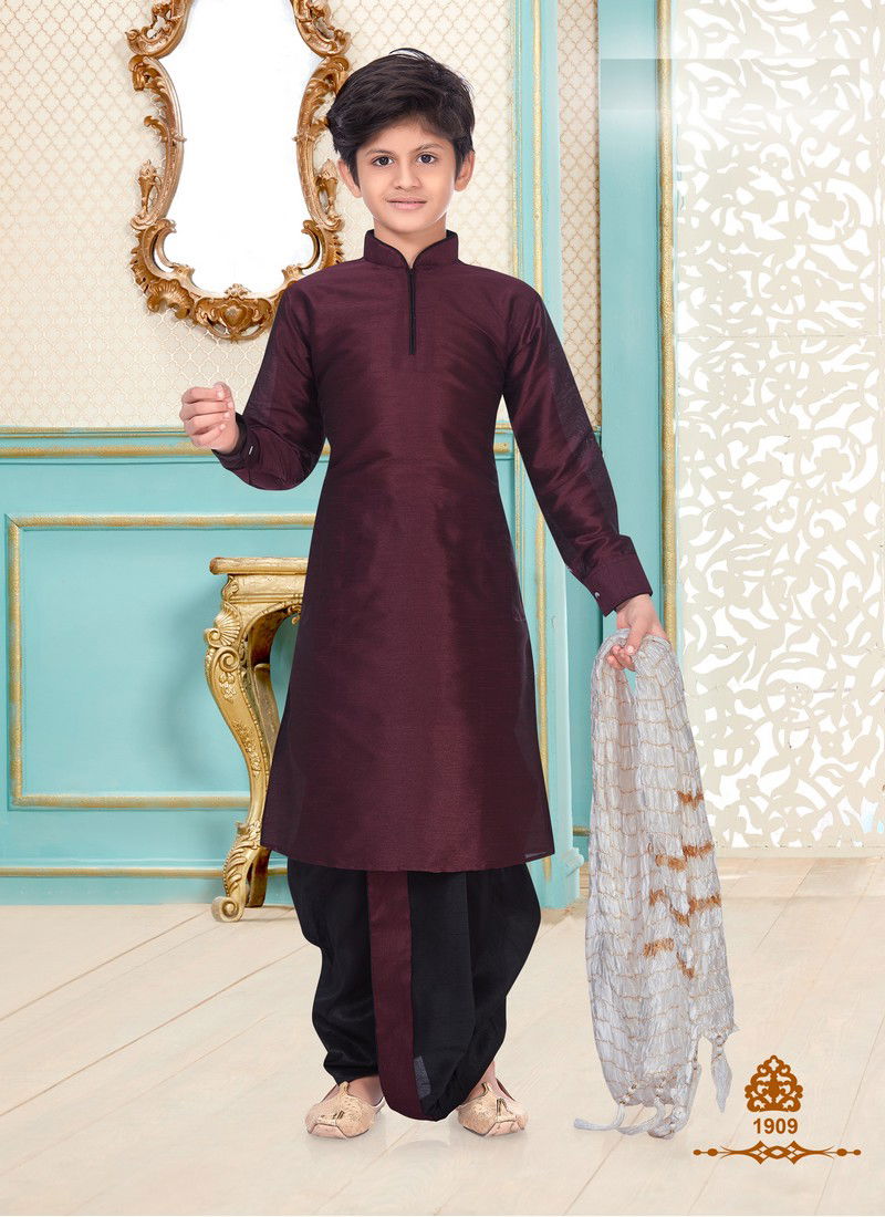 New Party Wear Designer Fancy Heavy Banarasi Brocade, Linen Cotton and Dupion Silk Kids Kurta Payjama Collection