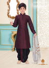 Wine Readymade Kids Dhoti Kurta Dupion Silk 1909