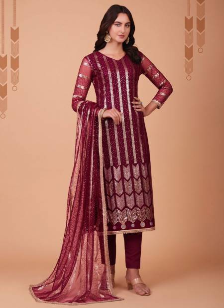 Wine Red Zehra Vol 3 Narayni Fashion Wedding Wear Wholesale Designer Salwar Suits Catalog 230