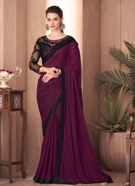 Wine Sandalwood By TFH Party Wear Sarees Catalog 1118
