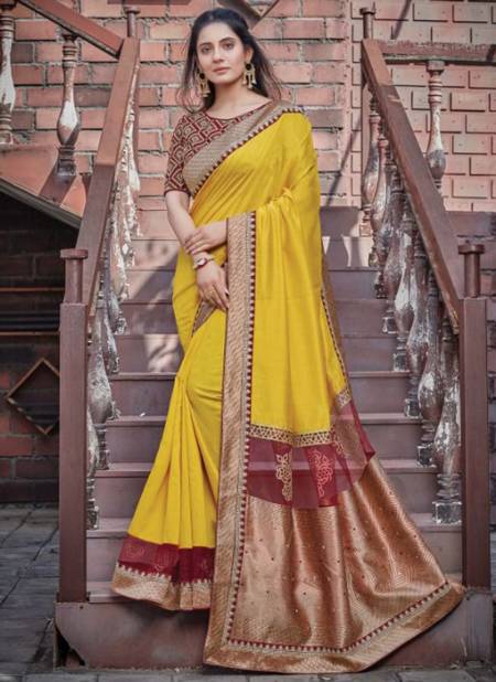 Buy online Women's Self Design Yellow Colored Saree With Blouse from ethnic  wear for Women by Charukriti for ₹4489 at 25% off | 2024 Limeroad.com