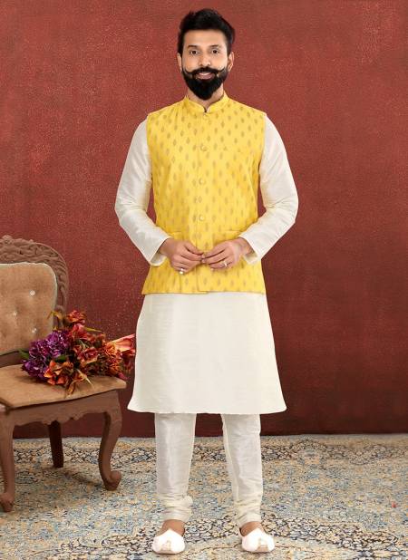 Buy Mens Indian Latest Design for Yellow Jacket Yellow Kurta White Pajama  Groom Wedding Party Wear Engagement Function Occasion Ethnic Dress Online  in India - Etsy