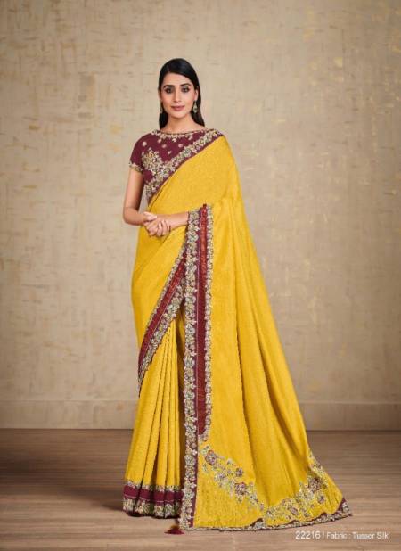 Yellow Alyona By Mahotav Party Wear Saree Catalog 22216