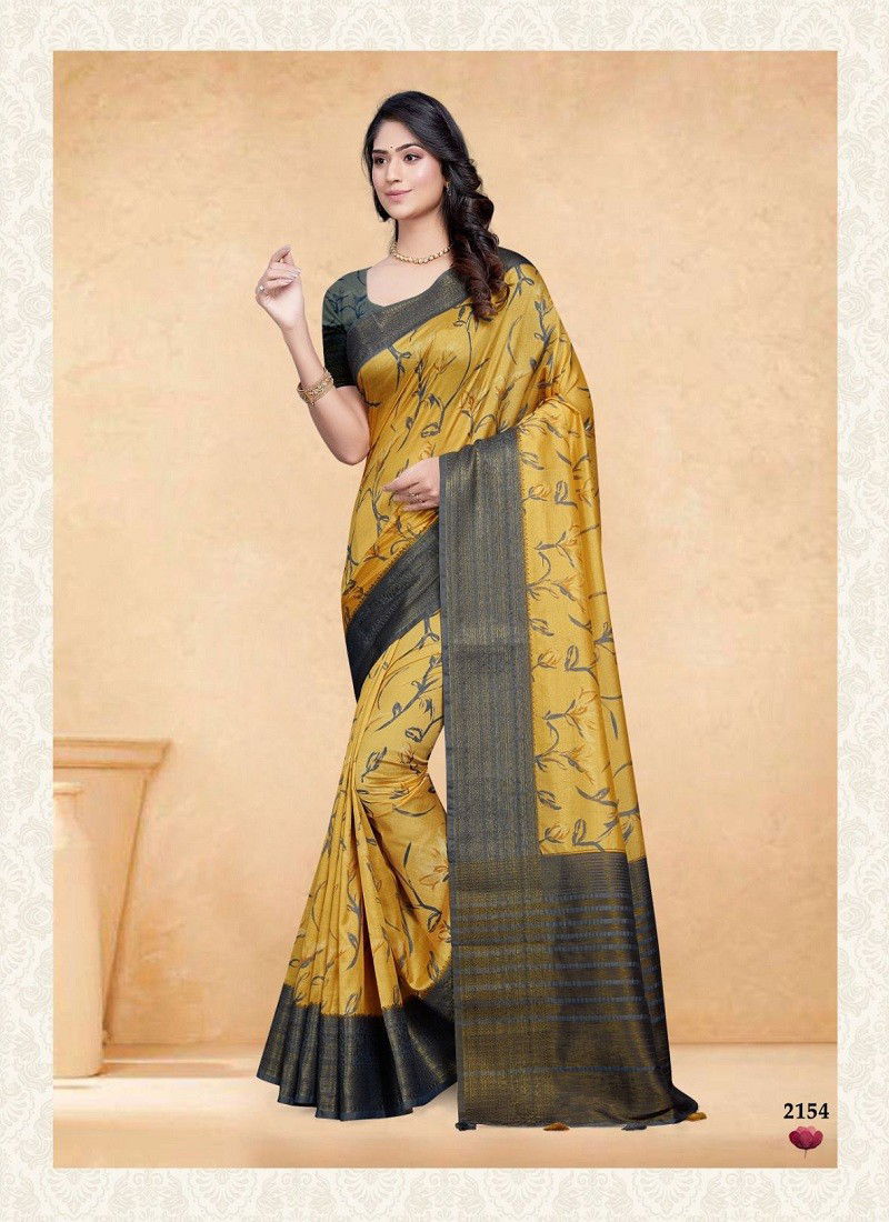 Yellow And Black Colour Devsena Digital By Mintorsi Printed Saree Catalog 2154