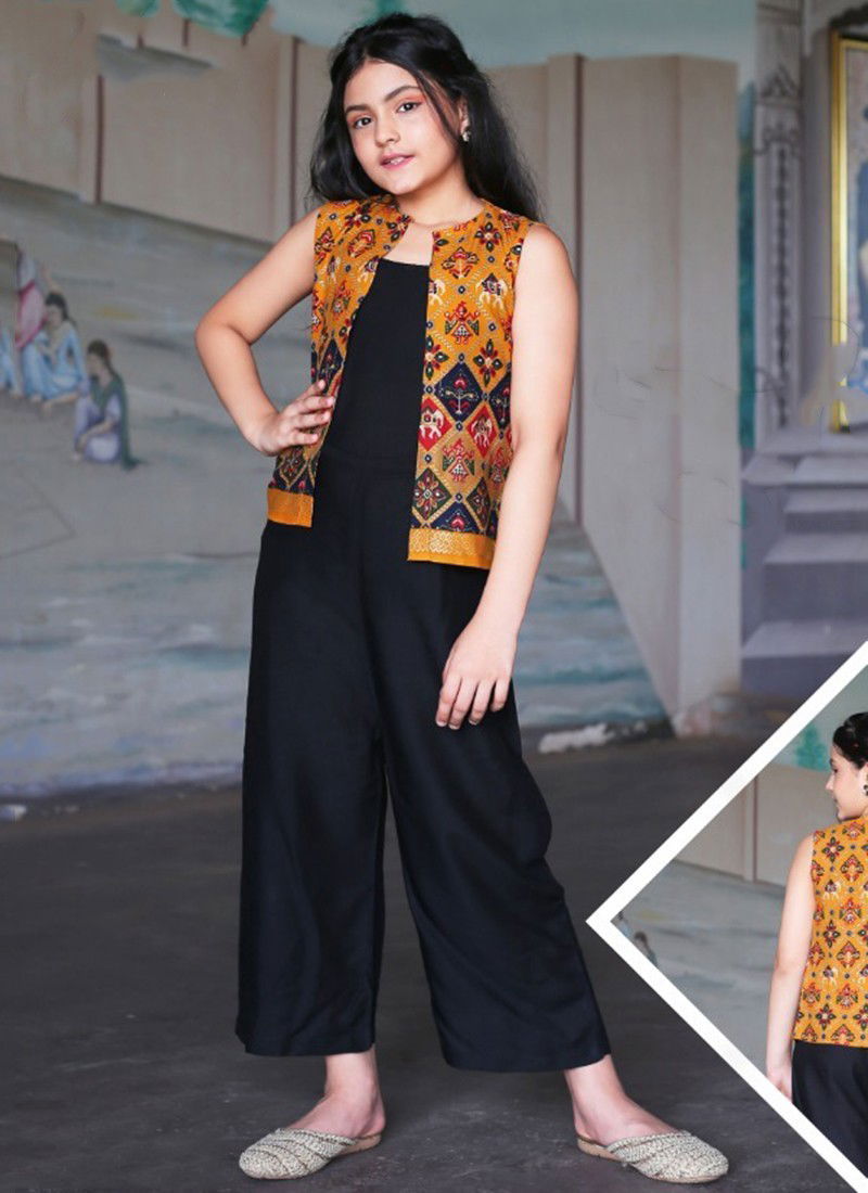 Yellow And Black Colour Paheli Wholesale Kids Wear Koti Suit Catalog Paheli 2