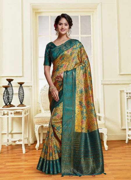 Yellow And Blue Colour Charming Digital Vol 2 By Mintorsi Printed Sarees Catalog 2114