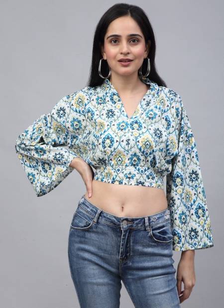 Yellow And Blue Colour Koodie By Fabhuman Trendz Ladies Top Catalog 2