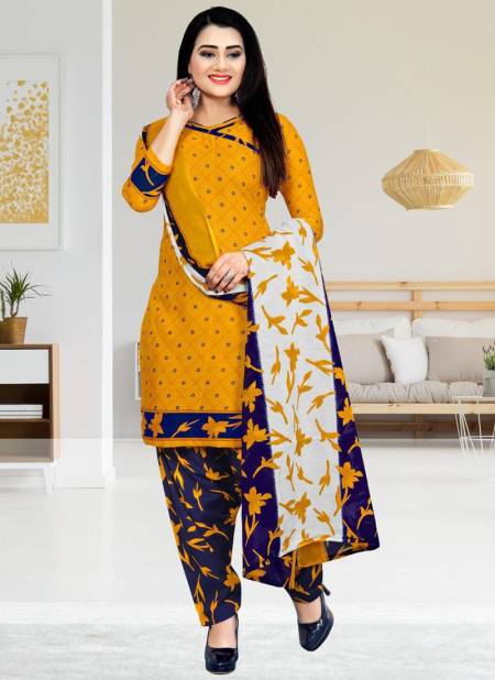 Yellow And Blue Colour Rajnandini Daily Wear Wholesale Cotton Dress Material 4002
