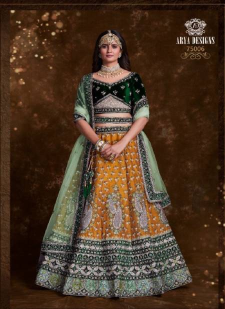 Yellow And Dark Green Colour Pratha Vol 4 By Arya Designs Designer Lehenga Choli Catalog 75006