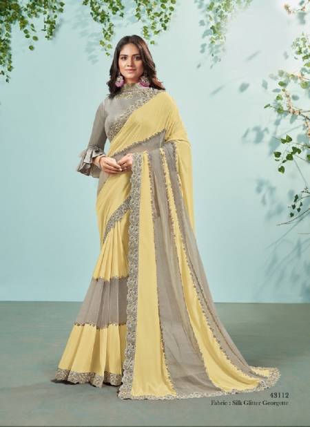 Yellow And Gray Colour Ikshita By Mahotsav Party Wear Saree Catalog 43112