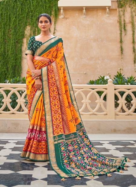 Yellow And Green Colour Nandi By Rewaa 114 A To 114 I Printed Saree Catalog 114 F