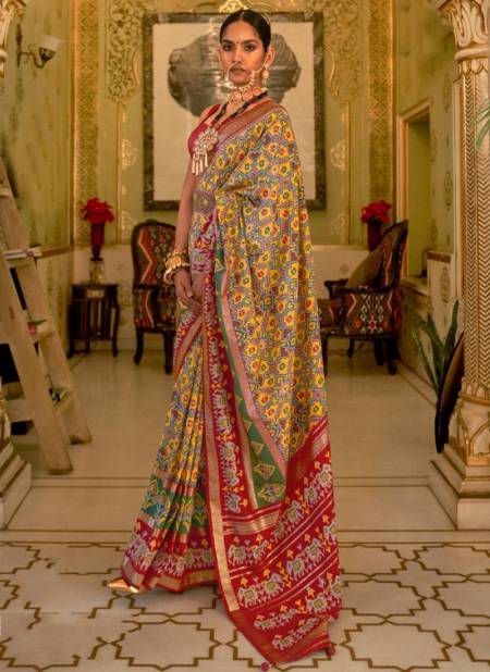 Yellow And Maroon Colour Mangalkari Exclusive Wear Wholesale Silk Sarees 523 C