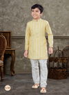 Yellow And Off White Colour Kids Vol 5 Boys Wear Kurta Pajama And Indo Western Catalog K 764