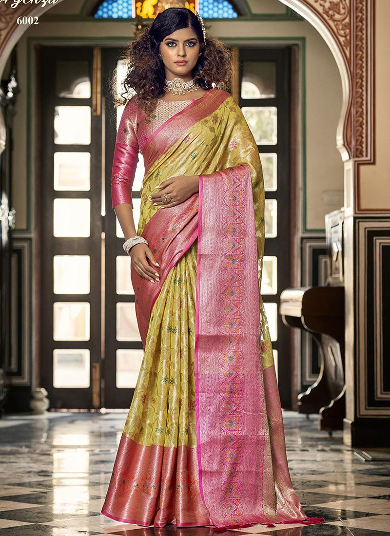 Yellow And Pink Colour BK 8727 Festive Wear Wholesale Silk Sarees 6002