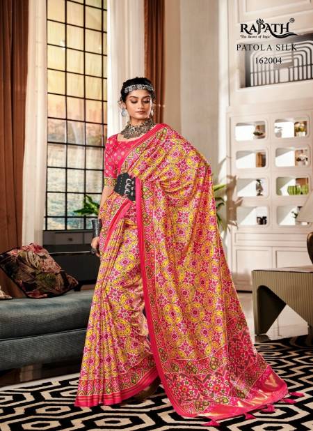 Yellow And Pink Colour Bandhan Patola By Rajpath Pure Tussar Patola Designer Saree Catalog 162004