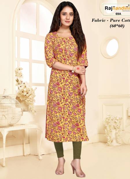 Yellow And Pink Colour Delsy By Rajnandini Designer Kurti Catalog 69 A
