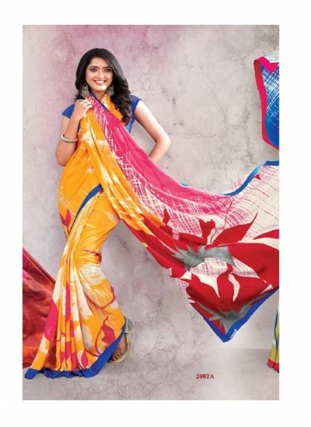 Yellow And Pink Colour Modern Insight Vol 2 By Sushma Printed Saree Catalog 2002 A