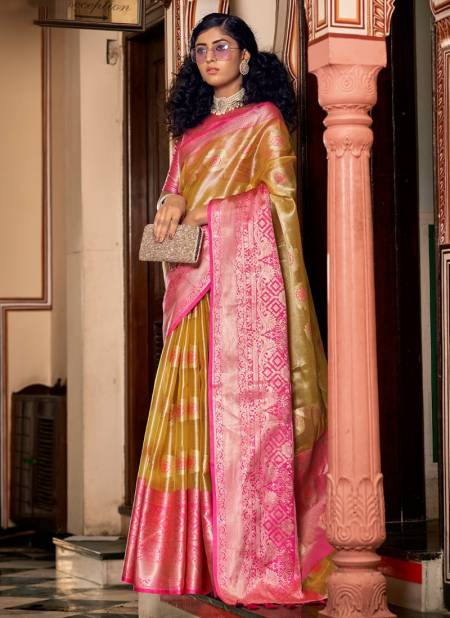 Yellow And Pink Colour Sadhna The Fabrica Exclusive Wear Wholesale Designer Sarees Catalog 6008