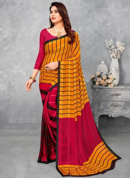 Yellow And Pink Colour Vartika Silk Printed Wholesale Daily Wear Sarees 16703 B