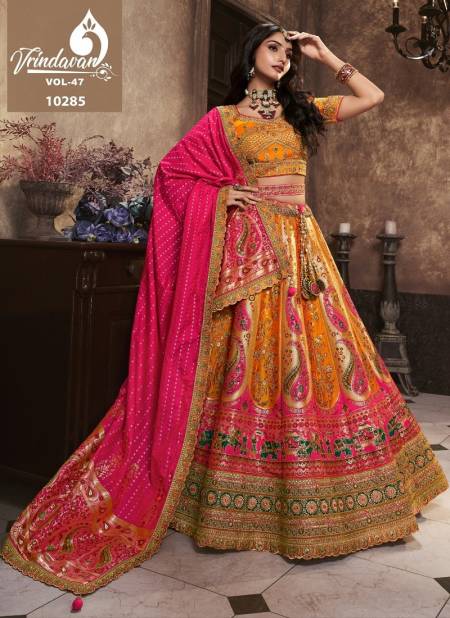 Yellow And Pink Colour Vrindavan Vol 39 By Royal Banarasi Silk Designer Lehenga Choli Manufacturers 10285
