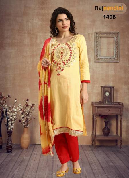 Yellow And Red Colour Chitra 1 Designer Salwar Suit Catalog 140 B