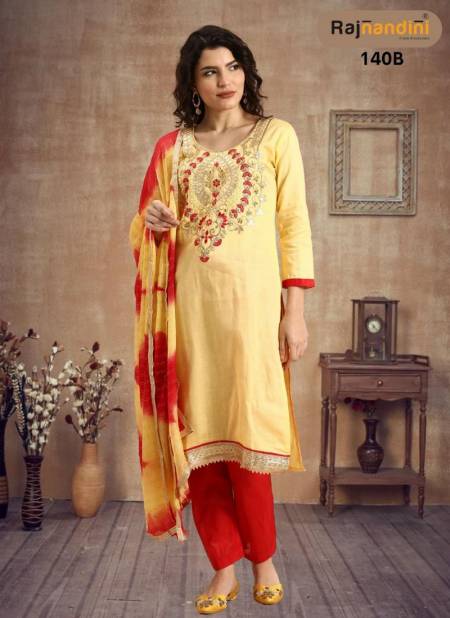 Yellow And Red Colour Rajnandini Designer Wholesale Exclusive Dress Material 140 B