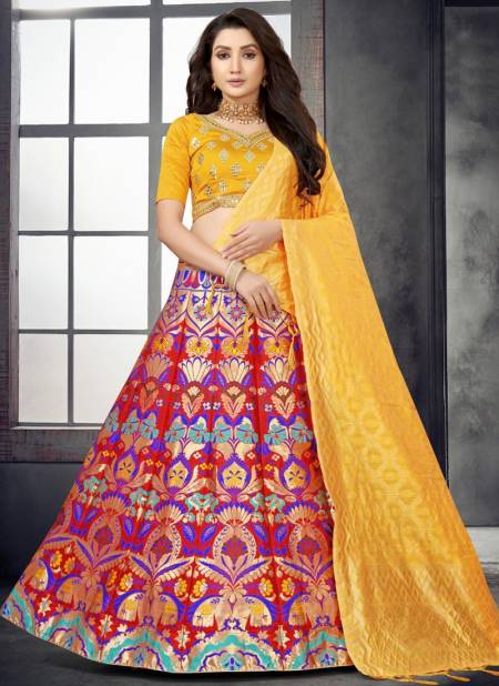 Yellow And Red Colour Rama Fashion Wholesale Designer Lehenga Choli Catalog 11061