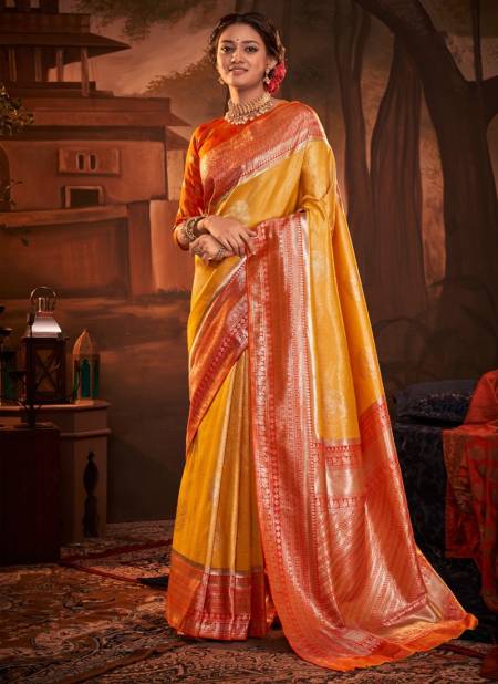 Yellow And Red Colour Rivaa Silk Festive Wear Wholesale Silk Sarees 79007