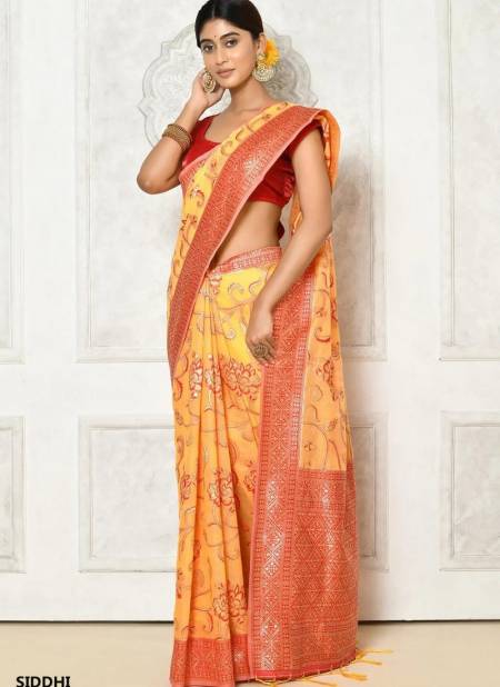 Yellow And Red Siddhi By Fashion Lab Cotton Saree Catalog 1311