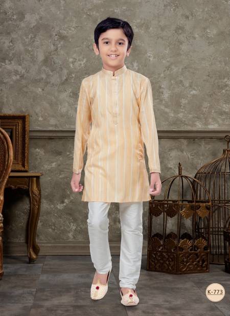 Yellow And White Colour Kids Vol 5 Boys Wear Kurta Pajama And Indo Western Catalog K 773