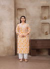 Yellow And White Colour Rasika By Rasili Nx Chicken Kari Cotton Kurti With Bottom Online Wholesale 5003
