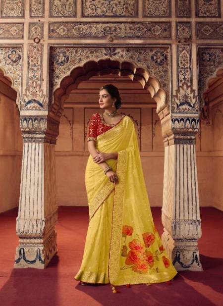 Yellow Color Olvia By Sulakshmi Designer Saree Catalog 7803