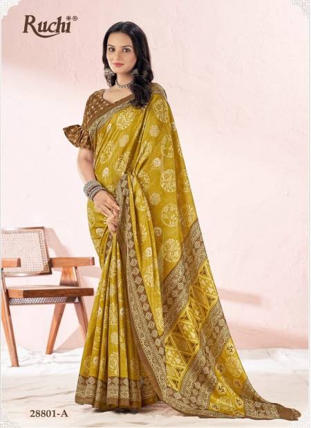 Yellow Colour Aadhya Vol 1 By Ruchi Tussar Silk Designer Saree Catalog 28801 A